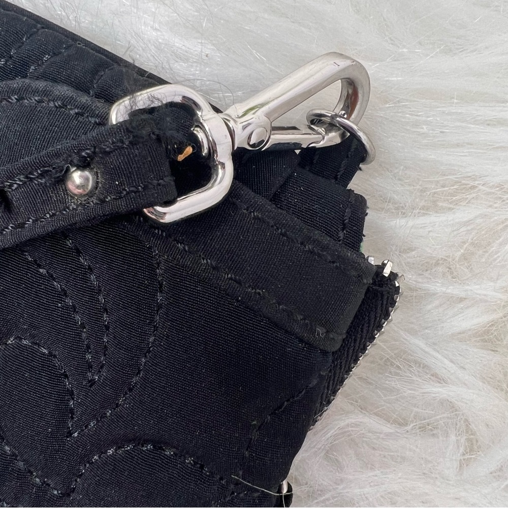 Vera Bradley Black Quilted Wristlet Floral RFID Wallet Clutch Small Purse - Picture 8 of 9
